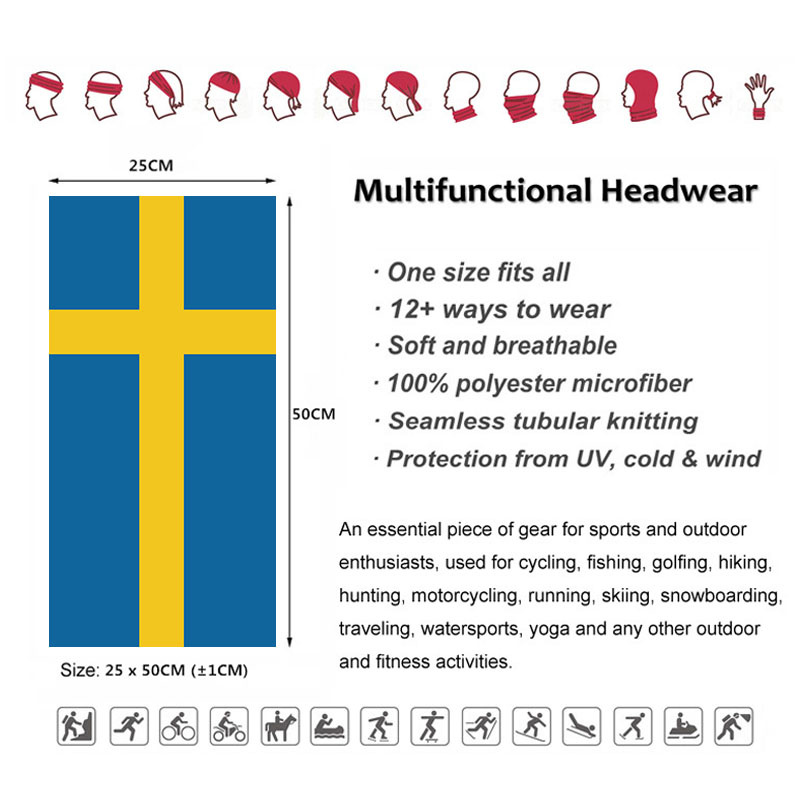 Sweden Flag Printed Bandana He - Cycling Gear Usa บทวิจารณ์และราคา