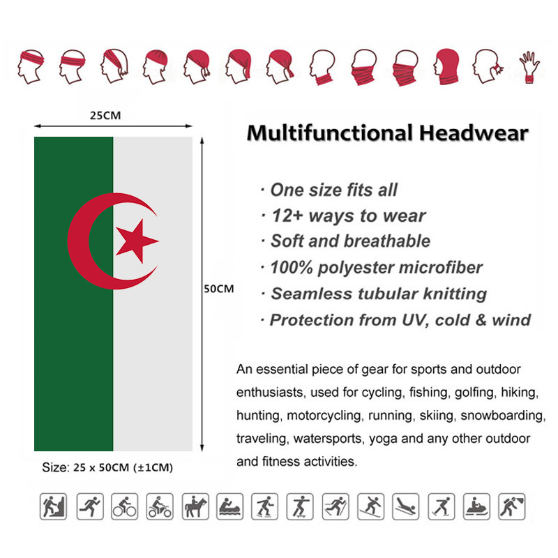 Algeria Flag Printed Bandana H - Cycling Gear Usa บทวิจารณ์และราคา